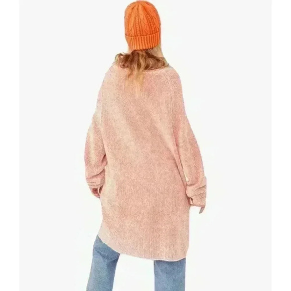 Free People Oversized Soft Ribbed Lenox Tunic Sweater in Carrot Cake Combo Small - Picture 2 of 7